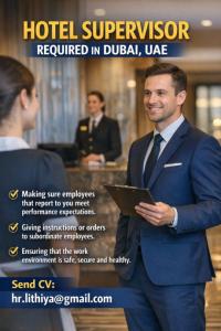Hotel Supervisor Required in Dubai