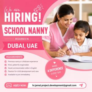 School Nanny Required in Dubai