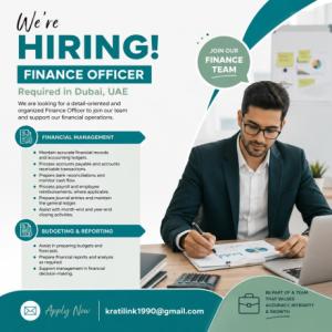 Finance Officer Required in Dubai