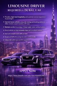 Limousine Driver Required in Dubai