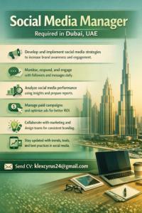 Social Media Manager Required in Dubai