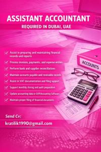 Assistant Accountant Required in Dubai