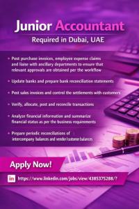 Junior Accountant Required in Dubai