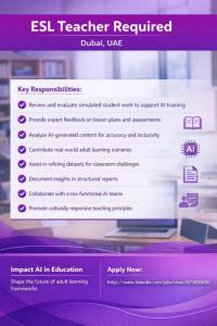 ESL Teacher Required in Dubai