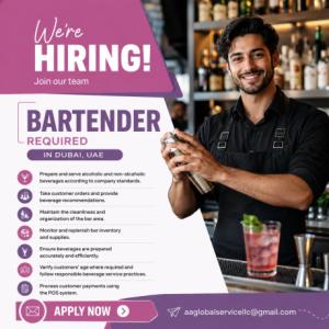 Bartender Required in Dubai