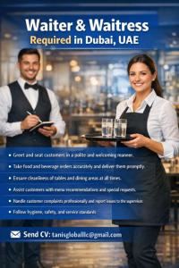 Waiter & Waitress Required in Dubai